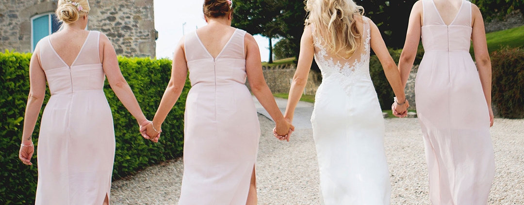 Rustic Barn Wedding with pale pink bridesmaids