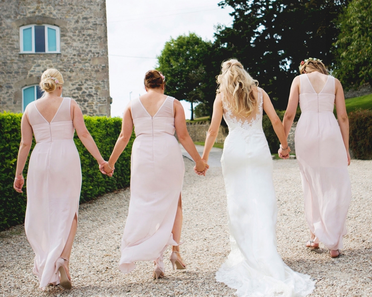 Rustic Barn Wedding with pale pink bridesmaids