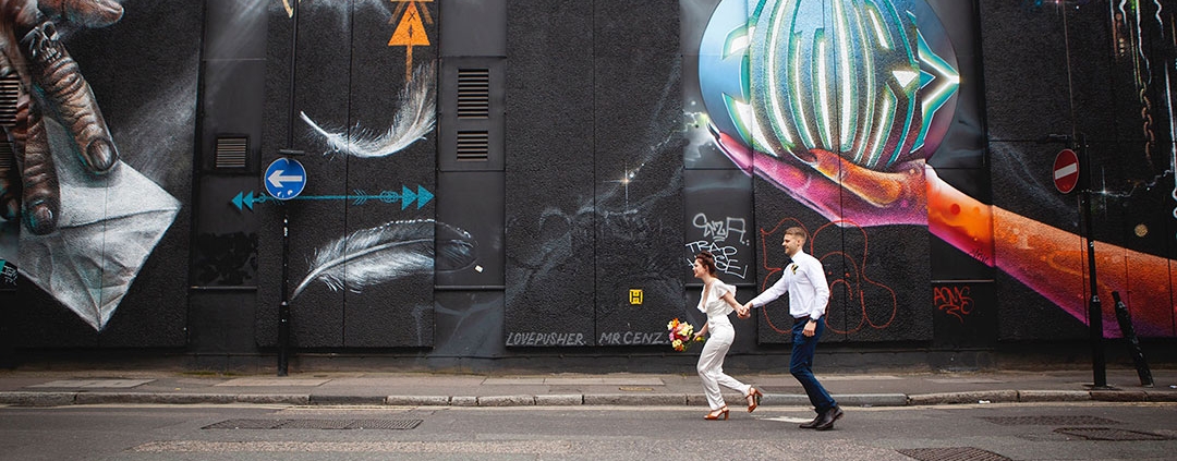 London Elopement Inspitation on the streets of Shoreditch